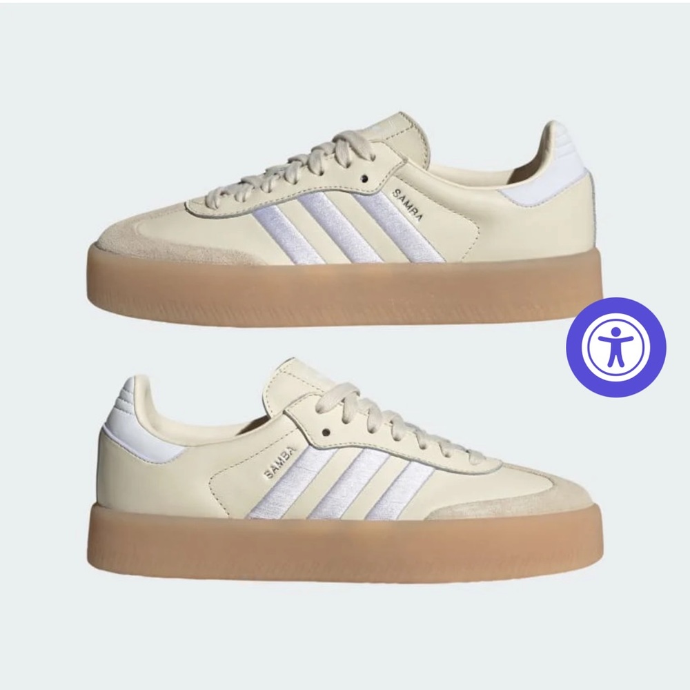 Adidas Sambae Beige and White Sneakers